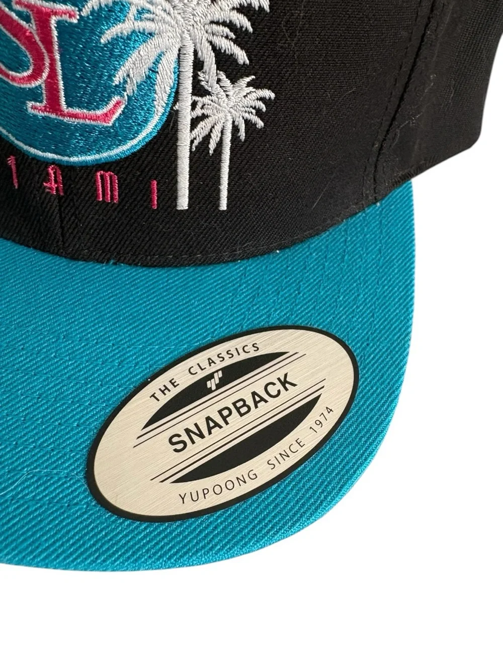 SL Miami black teal snapback cap